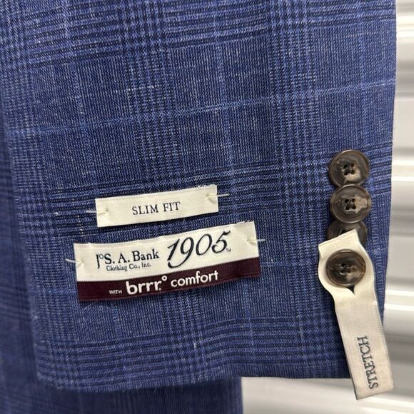 Jos A Bank Mens Size 40R Blazer Madras Patchwork Blue Plaid  Sport Coat - Picture 4 of 11